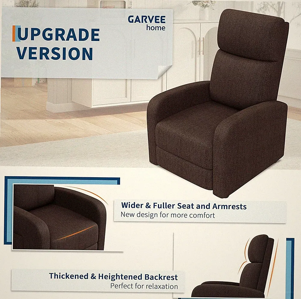 Adjustable Recliner Chair 90-160 Pushback Linen Accent Chair for Small Spaces