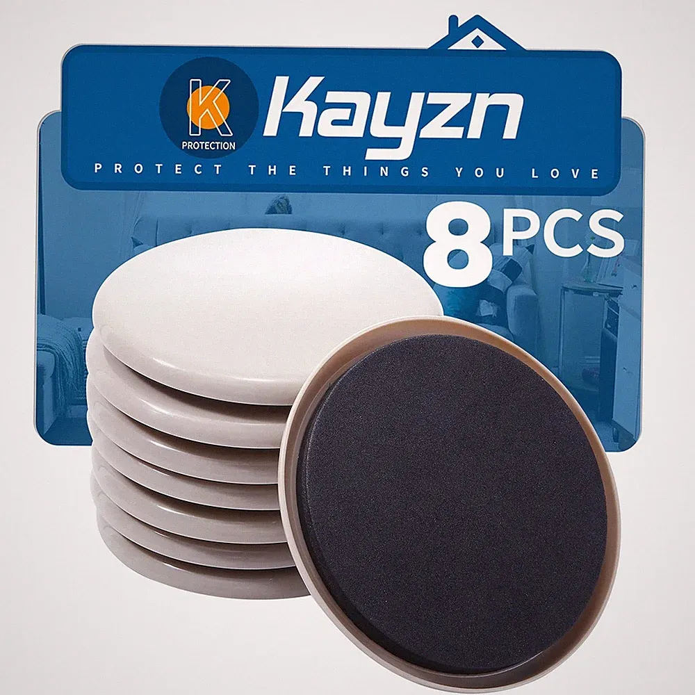 Furniture Sliders for Carpet, 8 Pcs 5" Round Furniture Moving Pads, Heavy-Dut...
