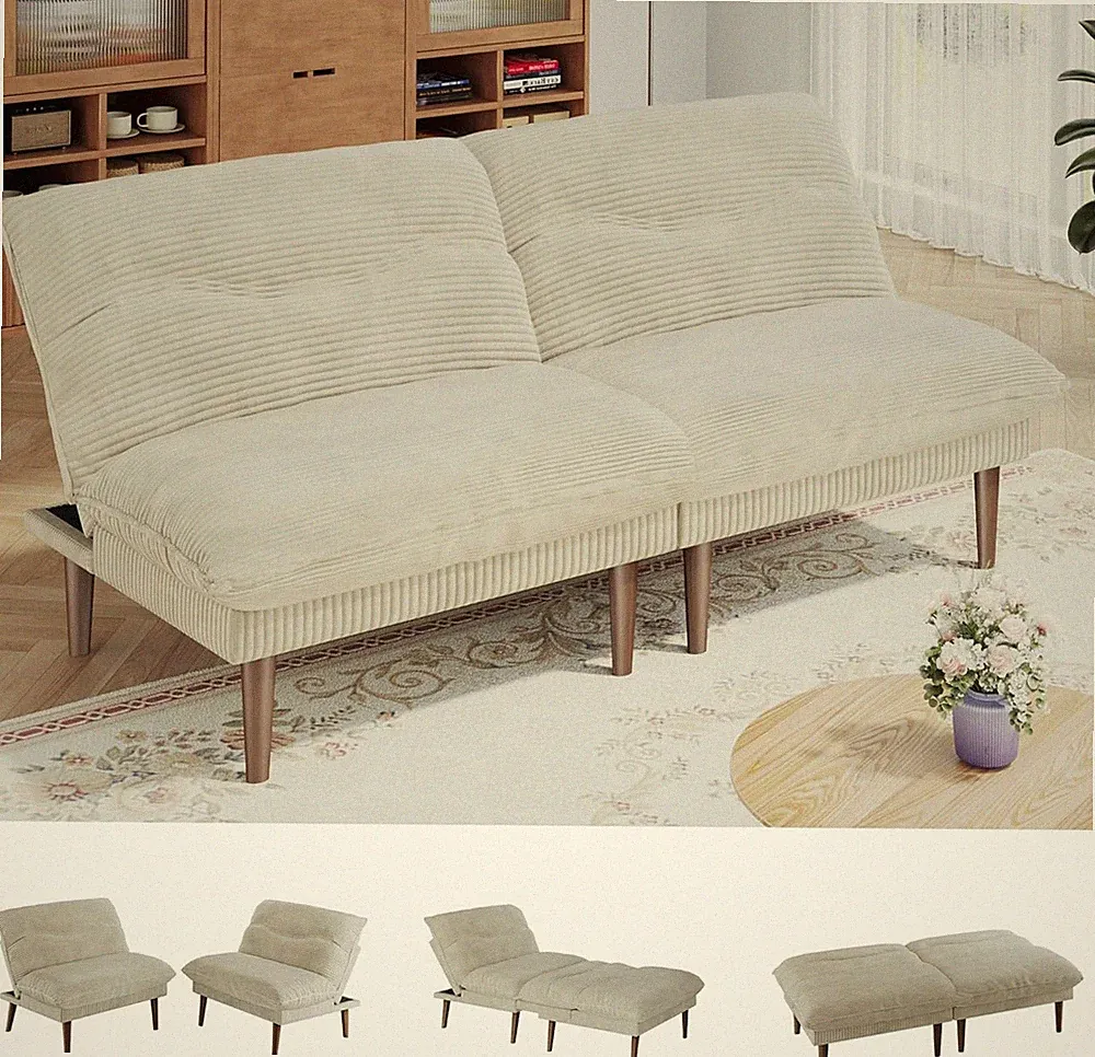 Futon Sofa Bed, 1 Multi-Functal Futon Couch with Adjustable Barest