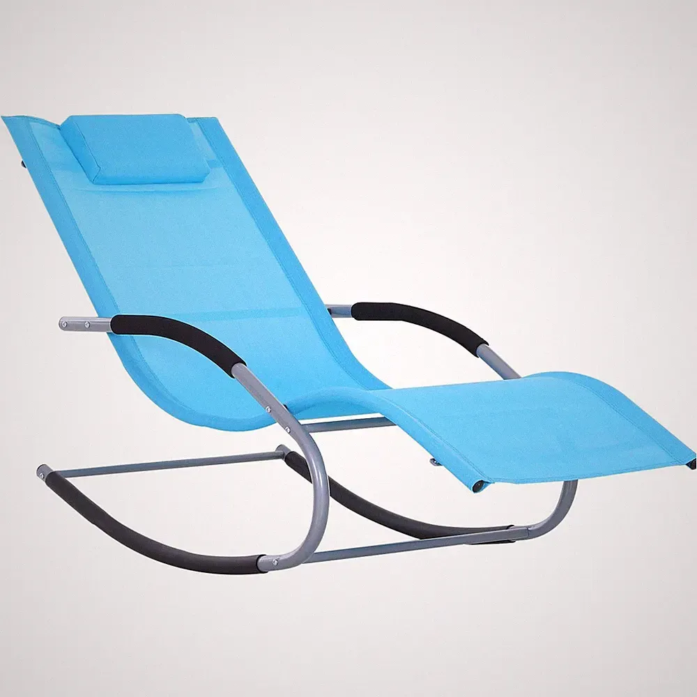 Patio Rocker Lounge Chair: Steel E-Frame, Removable Pillow, 265lb Capacity