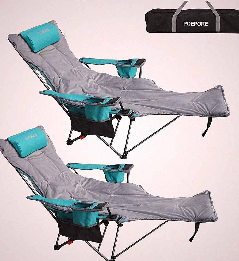Reclining Cping Chair with Removable Footrest Loun Chair with Headrest